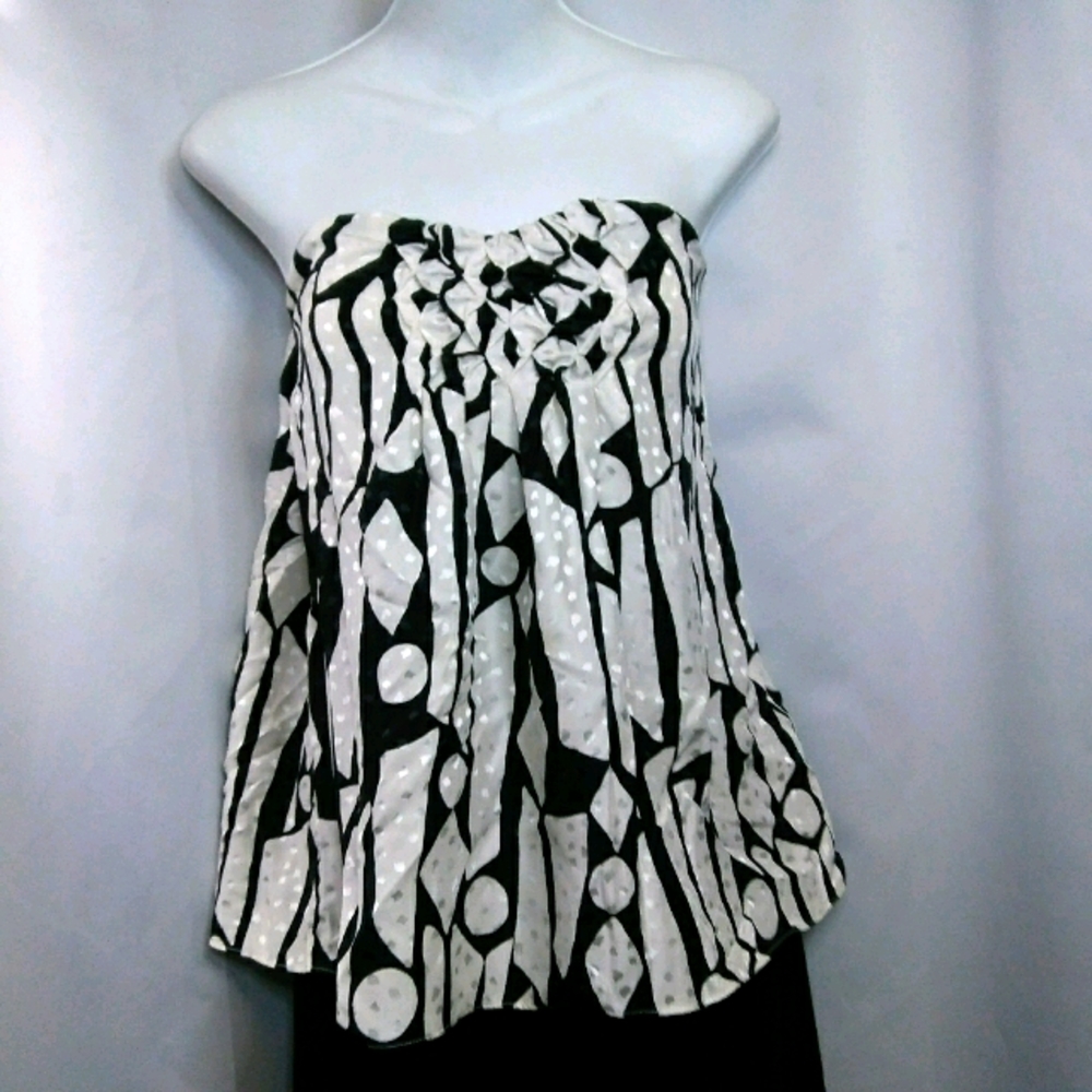 White House Black Market Strapless Silk Blouse, 10
